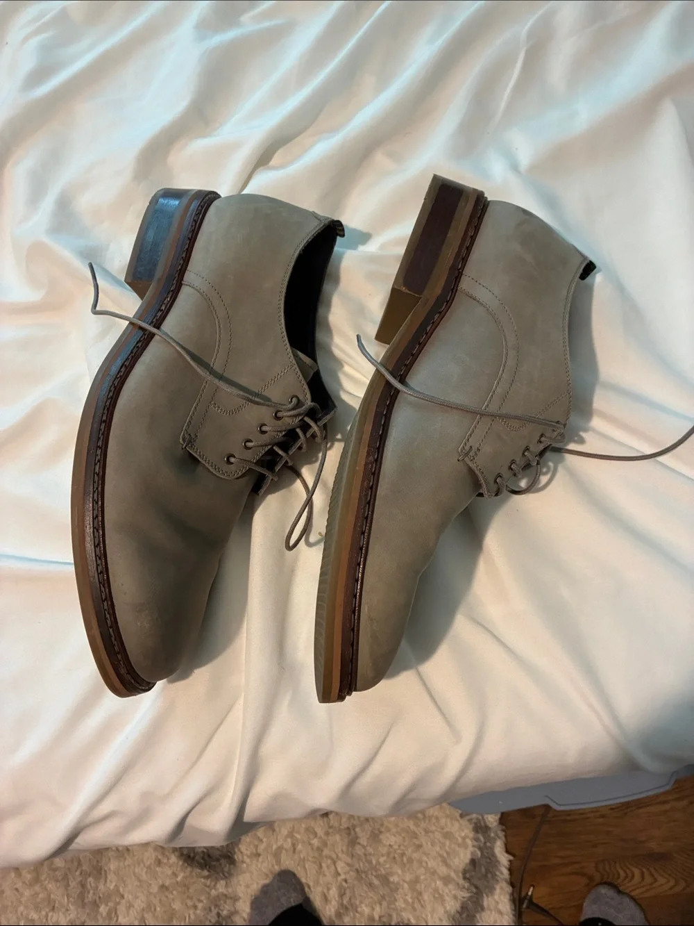 Cole Haan Taupe Suede Derby Lace-Up Shoes